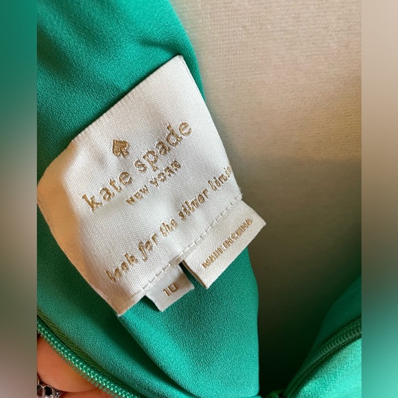 Green KATE SPADE US 10 Scenic Route Beryl Green Open Ruffle Back Mini Dress - Picture 3 of 4
